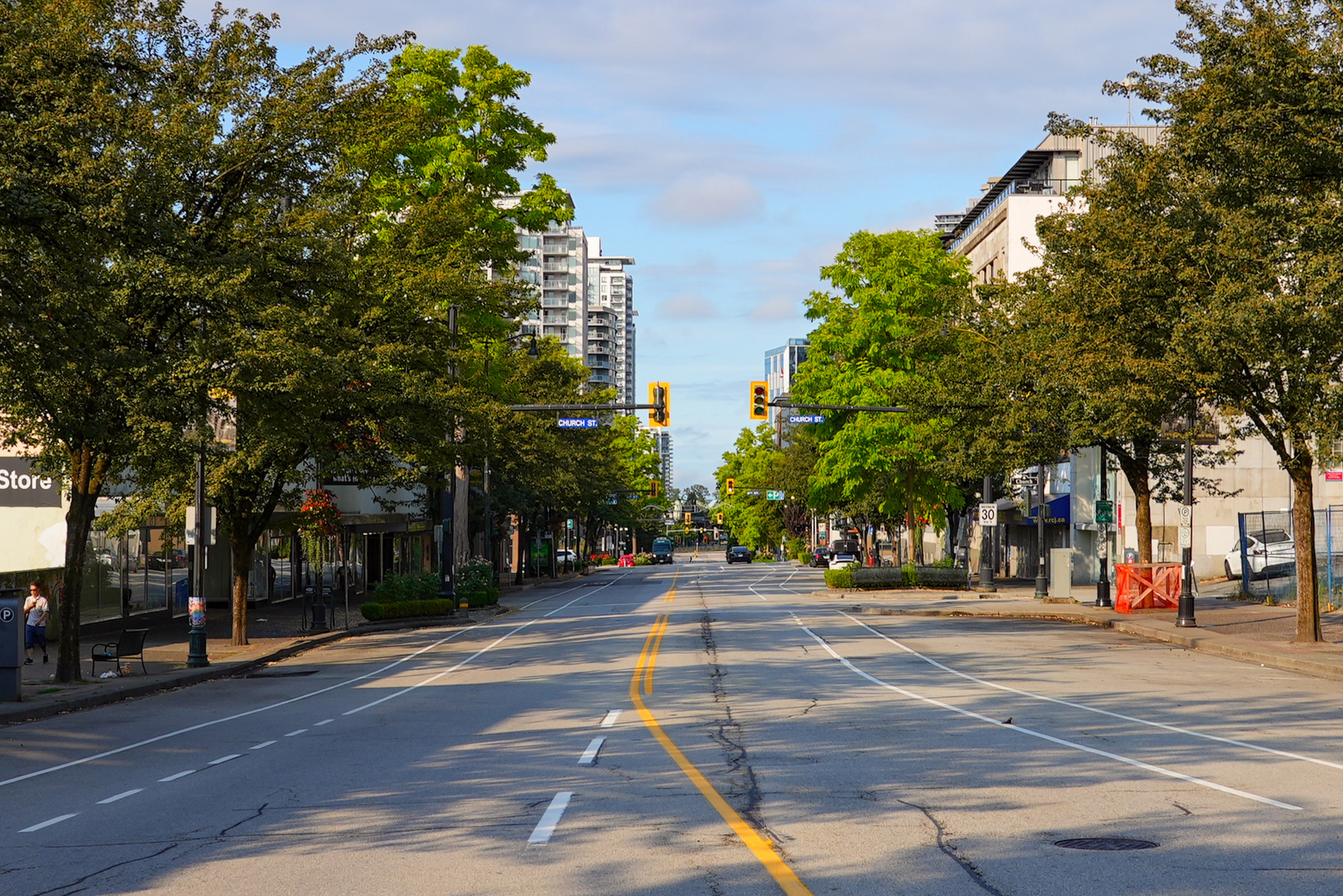 Columbia Street in New Westminster in the Greater Vancouver metropolitan area, British Columbia, Canada