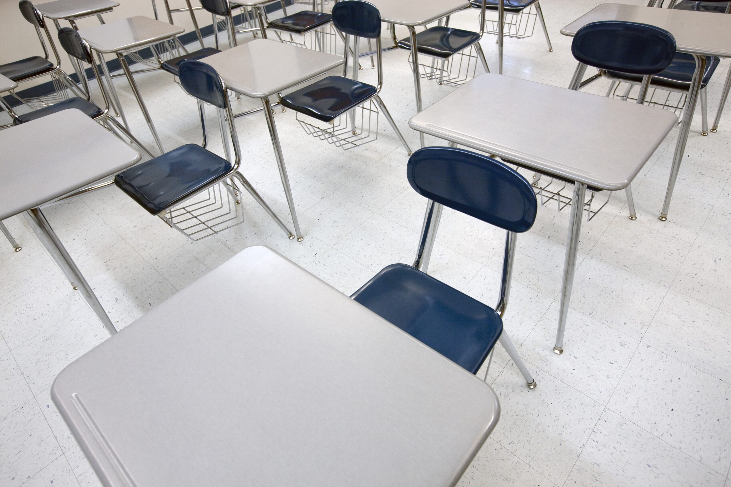 Desks in a Classroom