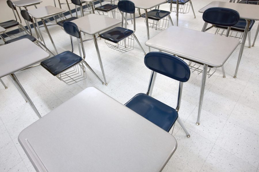 Desks in a Classroom